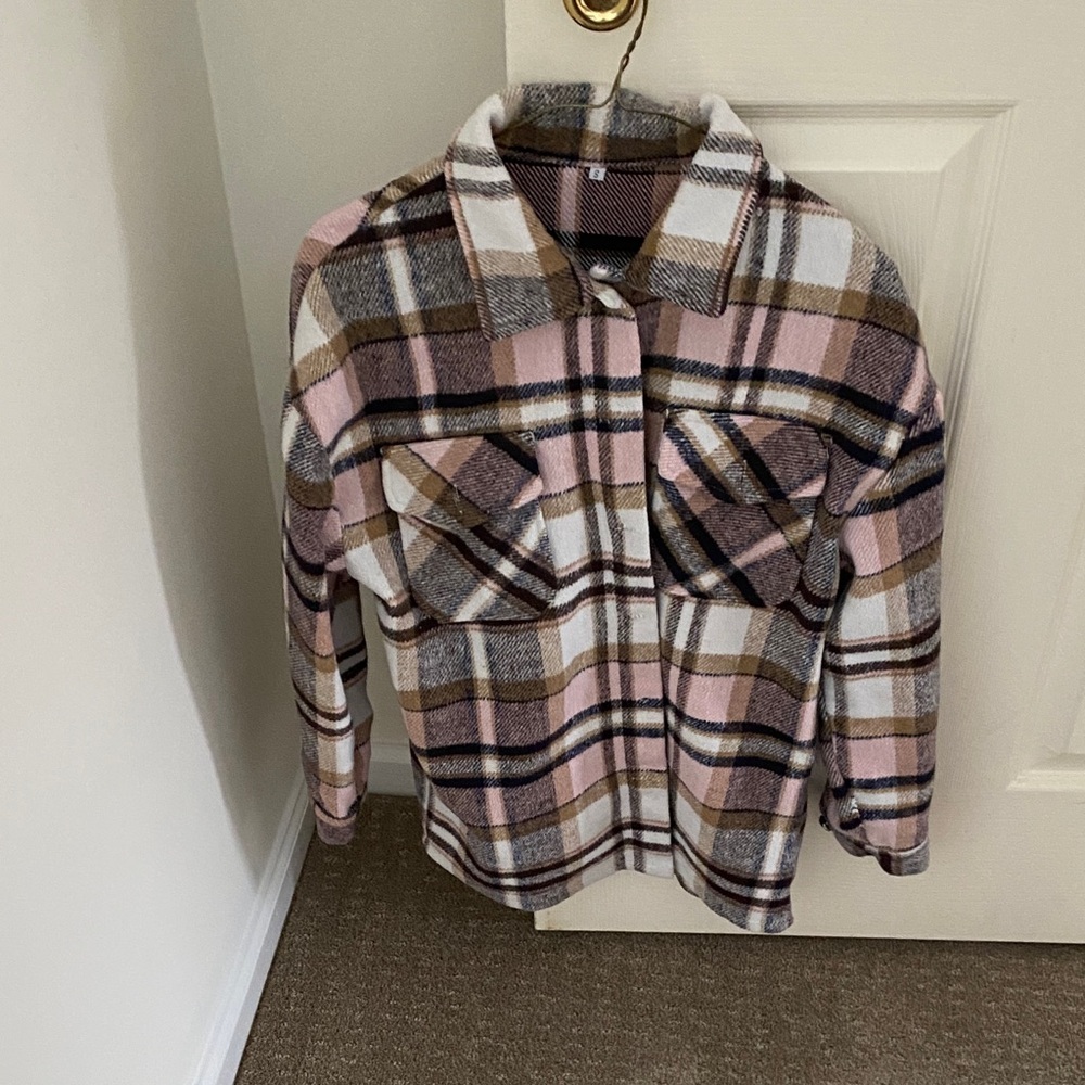 Plaid Button-Up Shirt Jacket